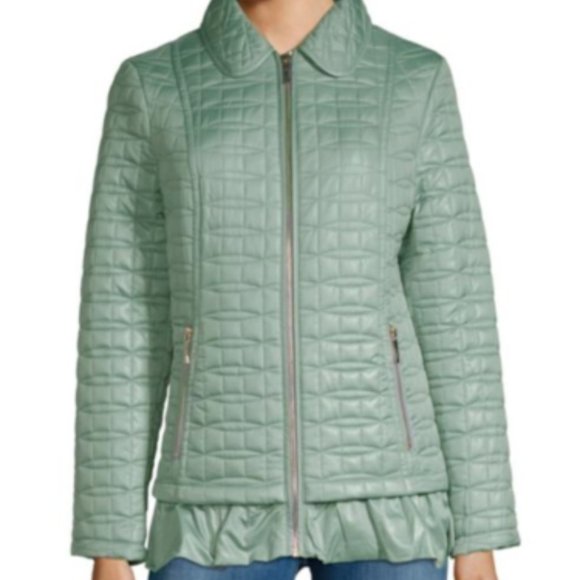Kate Spade New York Quilted Ruffle-Hem Jacket XS
